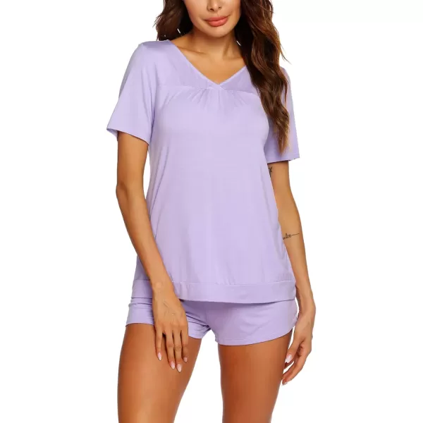 Avidlove Womens Shorts Pajama Set Short Sleeve Sleepwear Nightwear Pjs SXXLLight Purple