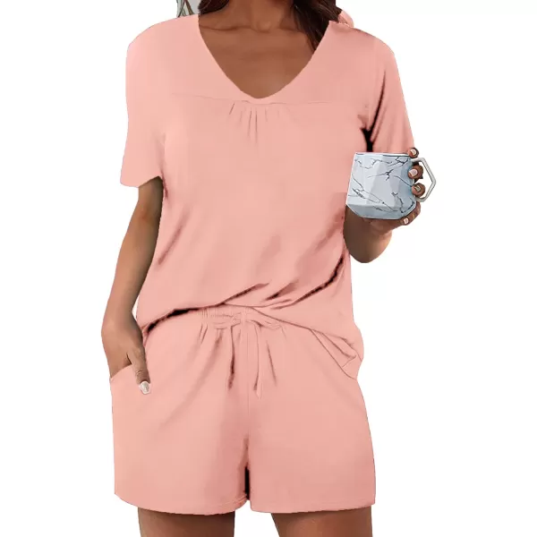 Avidlove Womens Shorts Pajama Set Short Sleeve Sleepwear Nightwear Pjs SXXLPeach Pink