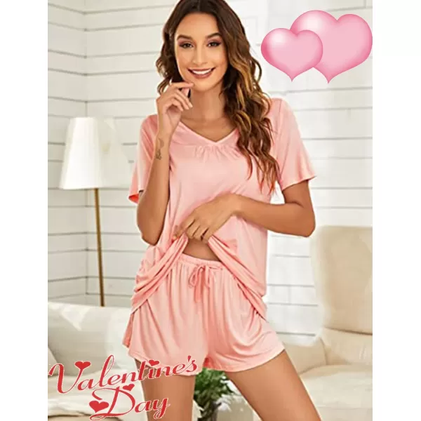 Avidlove Womens Shorts Pajama Set Short Sleeve Sleepwear Nightwear Pjs SXXLPeach Pink