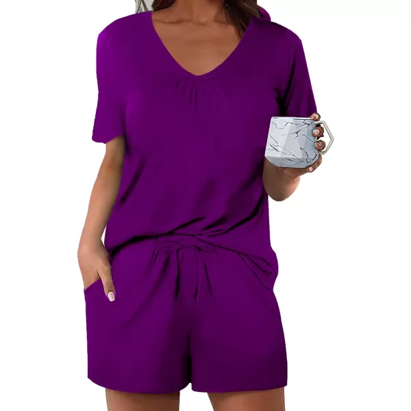 Avidlove Womens Shorts Pajama Set Short Sleeve Sleepwear Nightwear Pjs SXXLPurple