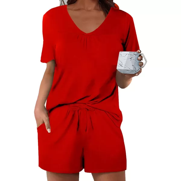 Avidlove Womens Shorts Pajama Set Short Sleeve Sleepwear Nightwear Pjs SXXLRed