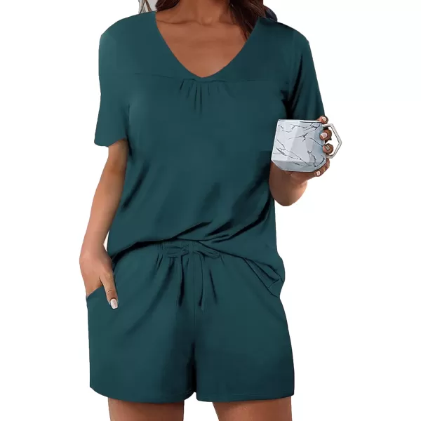 Avidlove Womens Shorts Pajama Set Short Sleeve Sleepwear Nightwear Pjs SXXLZ Blue Green