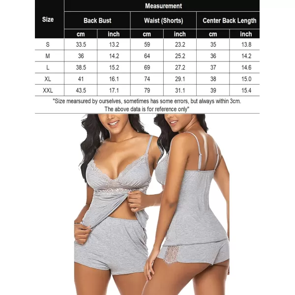 Avidlove Womens Sleepwear Lace Pajamas Cami PJS Set Pajama Set for Women1gray