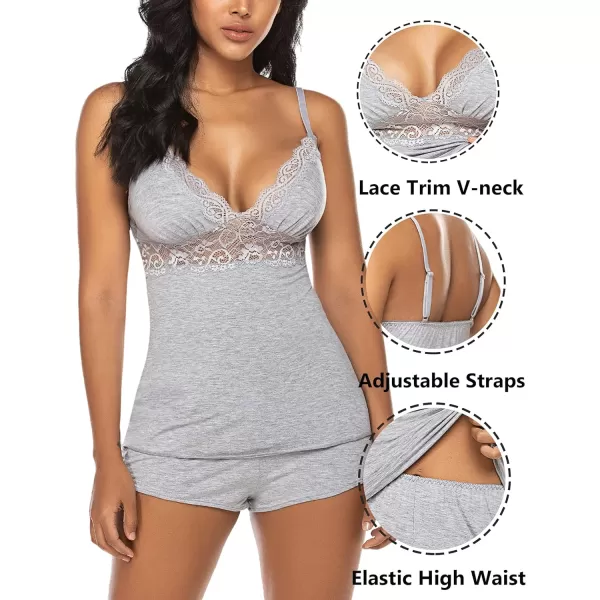 Avidlove Womens Sleepwear Lace Pajamas Cami PJS Set Pajama Set for Women1gray