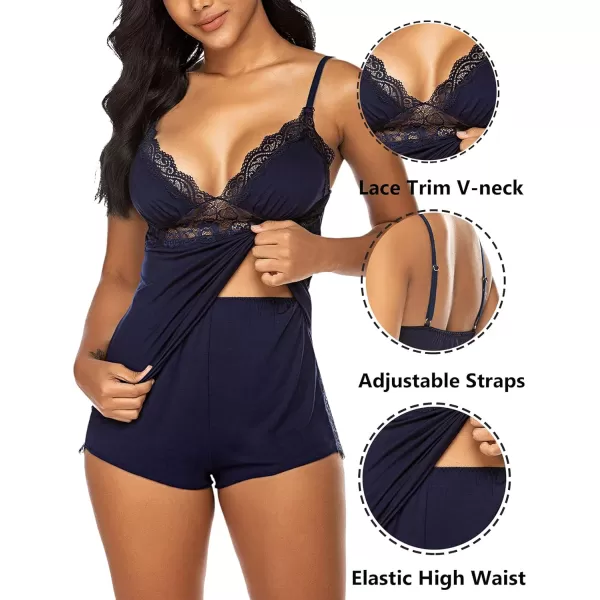 Avidlove Womens Sleepwear Lace Pajamas Cami PJS Set Pajama Set for Women1navy Blue