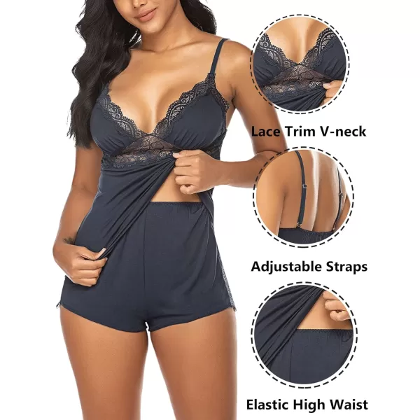 Avidlove Womens Sleepwear Lace Pajamas Cami PJS Set Pajama Set for WomenCharcoal Grey