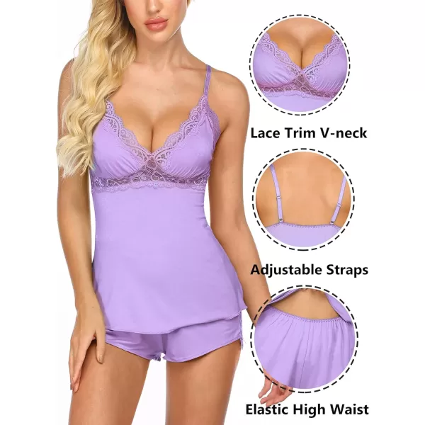 Avidlove Womens Sleepwear Lace Pajamas Cami PJS Set Pajama Set for WomenLight Purple