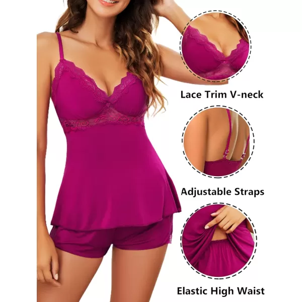 Avidlove Womens Sleepwear Lace Pajamas Cami PJS Set Pajama Set for WomenRose Red