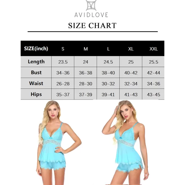 Avidlove Womens Sweetness Cami Set Lace Camisole Lingerie Nightwear Sexy Pajamas Lounge SetsBlue