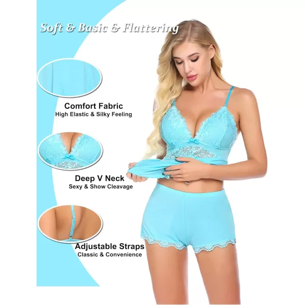 Avidlove Womens Sweetness Cami Set Lace Camisole Lingerie Nightwear Sexy Pajamas Lounge SetsBlue
