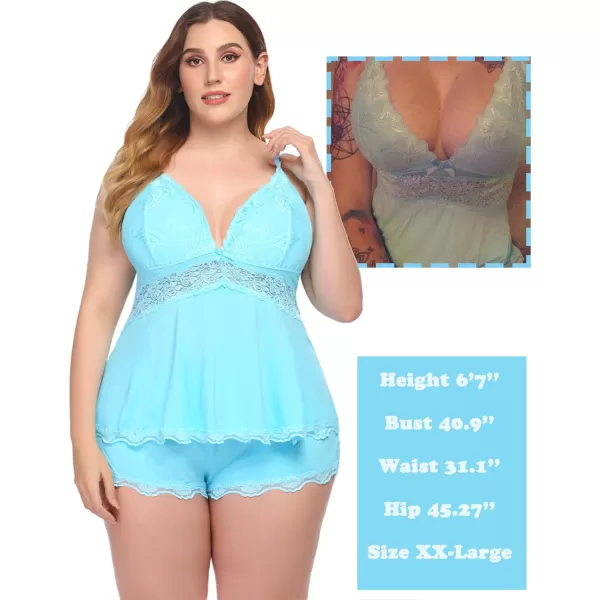 Avidlove Womens Sweetness Cami Set Lace Camisole Lingerie Nightwear Sexy Pajamas Lounge SetsBlue