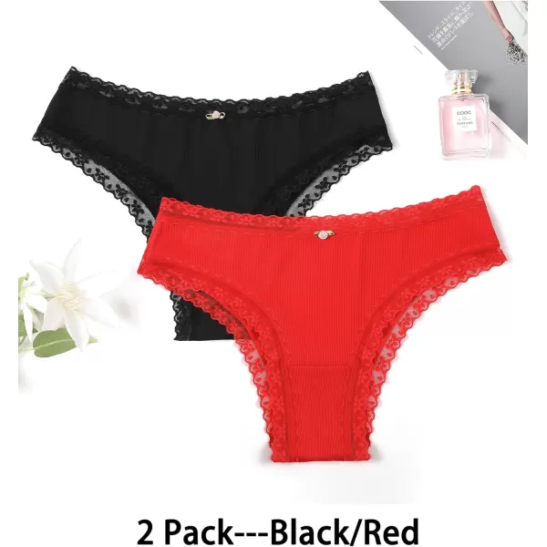 Avidlove Womens Underwear Hipster Panties Lace Bikini Brief Underwear 2 amp 4 Pack SXXLBlackRed