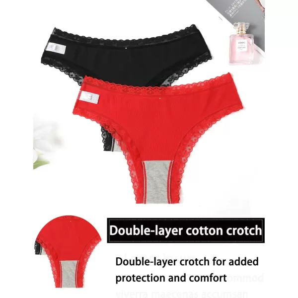 Avidlove Womens Underwear Hipster Panties Lace Bikini Brief Underwear 2 amp 4 Pack SXXLBlackRed