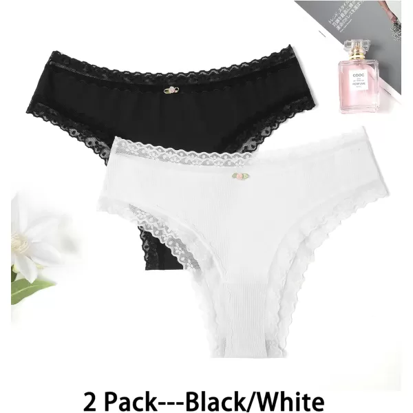 Avidlove Womens Underwear Hipster Panties Lace Bikini Brief Underwear 2 amp 4 Pack SXXLBlackWhite