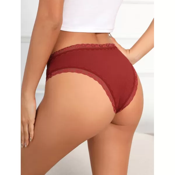 Avidlove Womens Underwear Hipster Panties Lace Bikini Brief Underwear 2 amp 4 Pack SXXLBlackWine RedNavy BlueRed