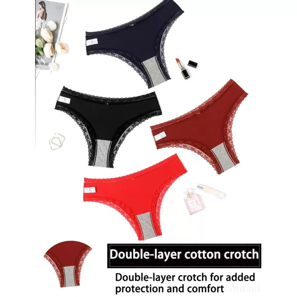 Avidlove Womens Underwear Hipster Panties Lace Bikini Brief Underwear 2 amp 4 Pack SXXLBlackWine RedNavy BlueRed