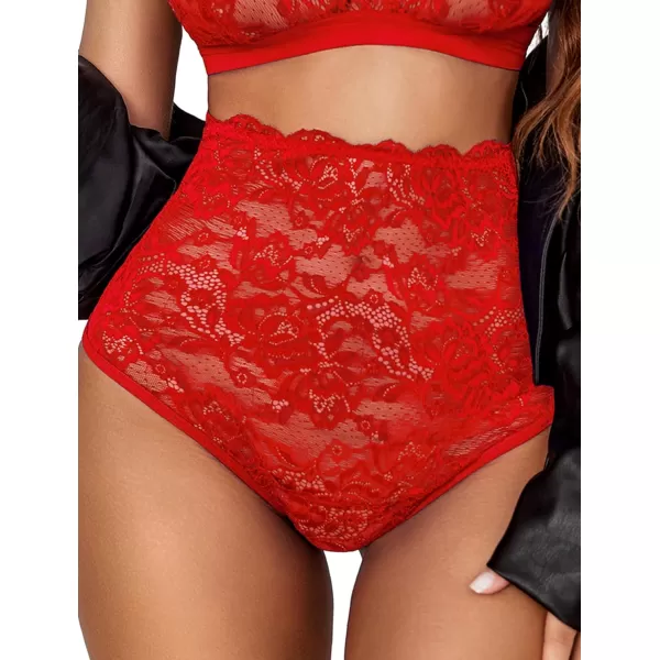 Avidlove Womens Underwear Invisible Seamless Hipster Lace Underwear Full Coverage PantiesCarmine Red