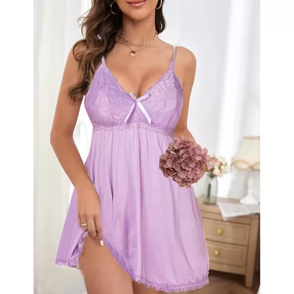 AvidlovenbspWomennbspNightgownnbspSexynbspSleepwearnbspLacenbspChemisenbspVnecknbspModalnbspBabydollnbspLoungenbspDressLight Purple