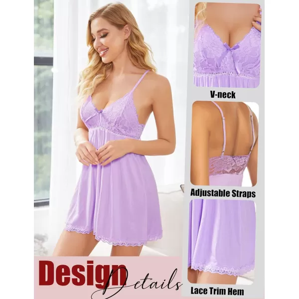 AvidlovenbspWomennbspNightgownnbspSexynbspSleepwearnbspLacenbspChemisenbspVnecknbspModalnbspBabydollnbspLoungenbspDressLight Purple