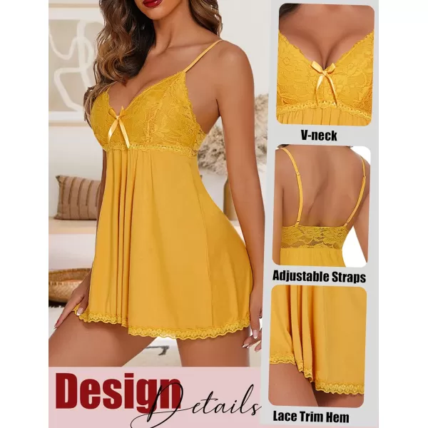 AvidlovenbspWomennbspNightgownnbspSexynbspSleepwearnbspLacenbspChemisenbspVnecknbspModalnbspBabydollnbspLoungenbspDressYellow