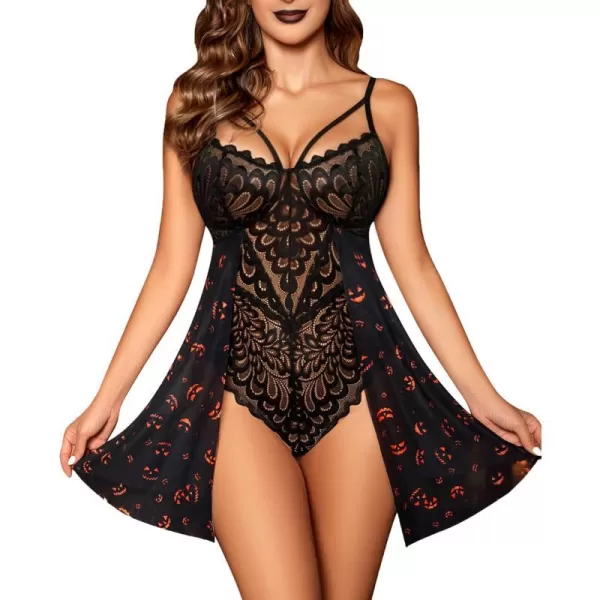 Avidlove Babydoll Lingerie for Women Floral Snap Crotch Teddy Chemise Nightie Lace NightgownPrttern 2