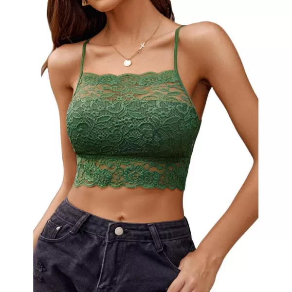 Avidlove Lace Bralette for Women High Neck Camisoles Racerback DoubleLayered Crop TopBright Green