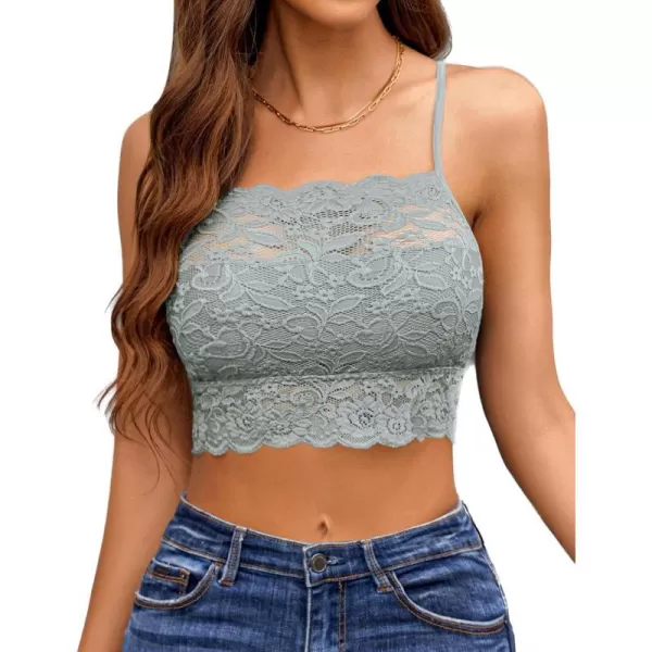 Avidlove Lace Bralette for Women High Neck Camisoles Racerback DoubleLayered Crop TopLight Grey