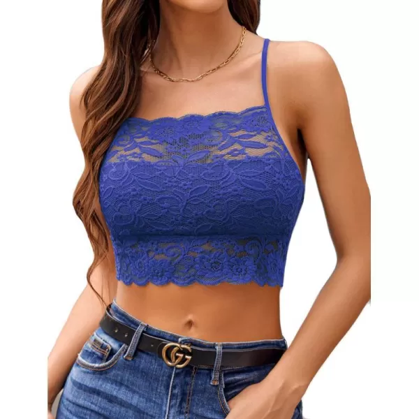 Avidlove Lace Bralette for Women High Neck Camisoles Racerback DoubleLayered Crop TopSky Blue 2