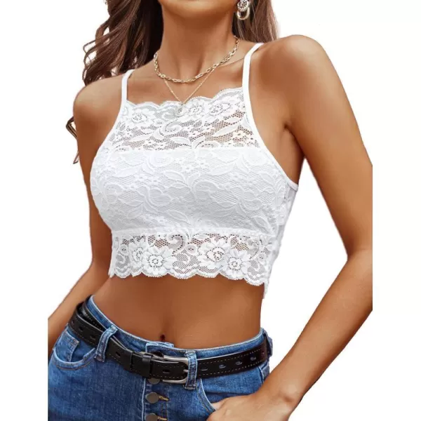 Avidlove Lace Bralette for Women High Neck Camisoles Racerback DoubleLayered Crop TopWhite