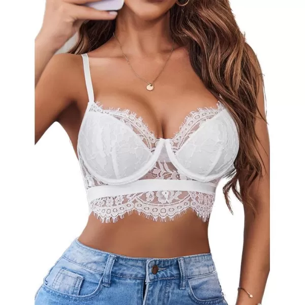 Avidlove Lace Bralettes for Women Y2k Strap Bustier Cami Top V Neck Camisole Lingerie1white