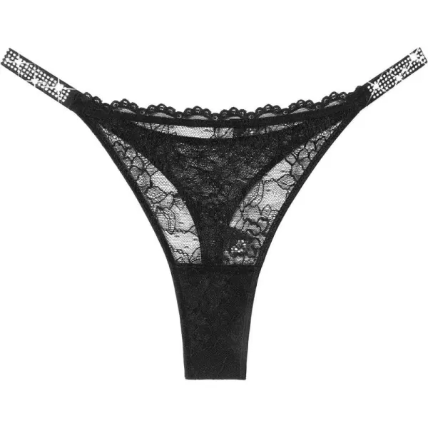 Avidlove Lace Thongs for Women with RhinestoneEmbellished Strap Cheeky Underwear Sexy Panties 13 PackBlack