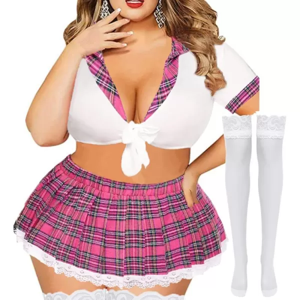 Avidlove Lingerie Set for Women Cosplay Lingerie Role Playing Halloween Costumes Sexy School Girl Outfits with Mini SkirtApinkstockings