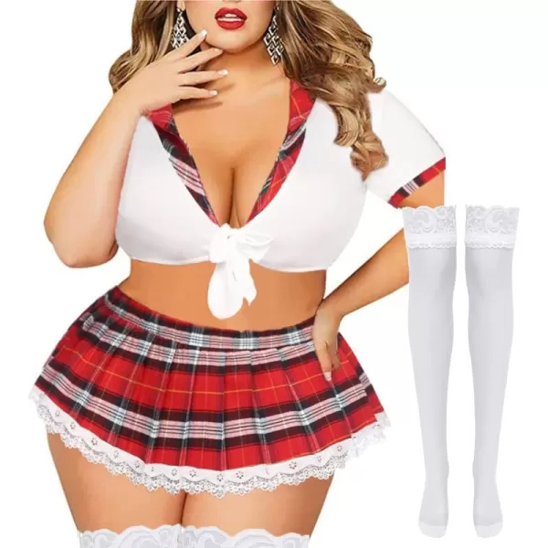 Avidlove Lingerie Set for Women Cosplay Lingerie Role Playing Halloween Costumes Sexy School Girl Outfits with Mini SkirtAwhitestockings