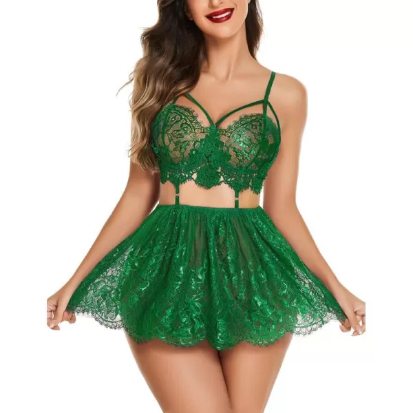 Avidlove Lingerie for Women Lace Babydoll Mesh Nightwear Chemise NightieLime Green