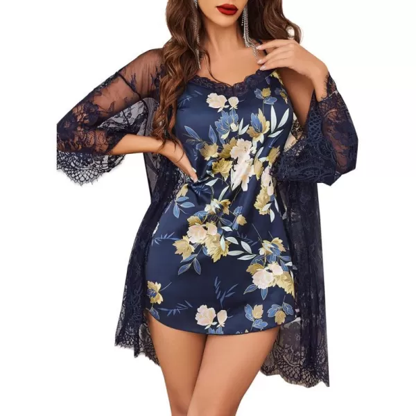 Avidlove Lingerie for Women Satin Lace Chemise Nightgown Sexy Silk Babydoll Sleepwear DressFloral