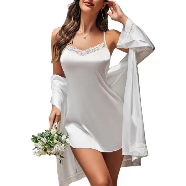 Avidlove Lingerie for Women Satin Lace Chemise Nightgown Sexy Silk Babydoll Sleepwear DressWhite