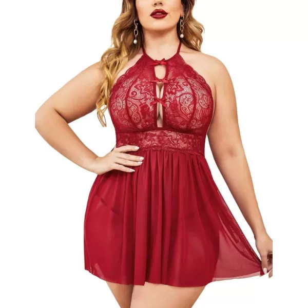 Avidlove Plus Size Lingerie For Women Lace Babydoll Strap Chemise Halter Neck Mesh Sleepwear BandageAvidlove Plus Size Lingerie For Women Lace Babydoll Strap Chemise Halter Neck Mesh Sleepwear Bandage