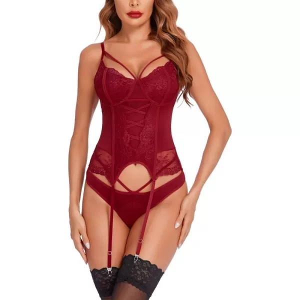 Avidlove Sexy Lingerie Set for Women Lace Teddy Bodysuit with Garter Belt Babydoll Chemise No StockingsAvidlove Sexy Lingerie Set for Women Lace Teddy Bodysuit with Garter Belt Babydoll Chemise No Stockings