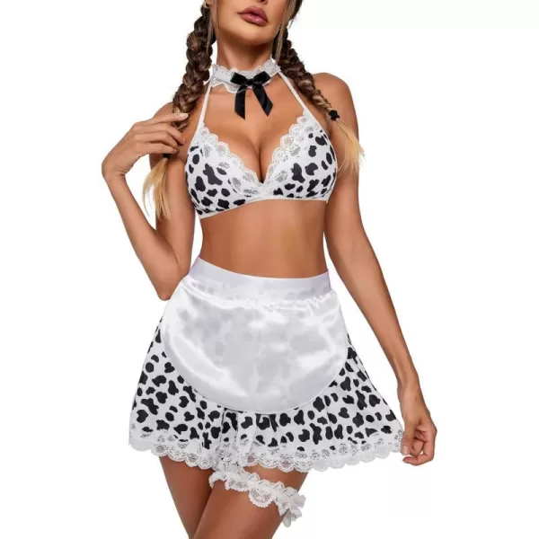 Avidlove Sexy Maid Lingerie for Women Roleplay Lingerie Cosplay Lingerie Set Sexy Christmas CostumesCow Print