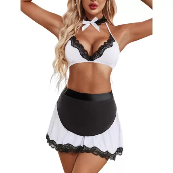 Avidlove Sexy Maid Lingerie for Women Roleplay Lingerie Cosplay Lingerie Set Sexy Christmas CostumesWhite