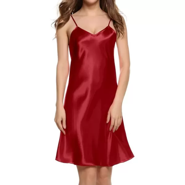 Avidlove Sexy Sleepwear for Women Satin Lingerie Chemise Slip Nightgown DressRed