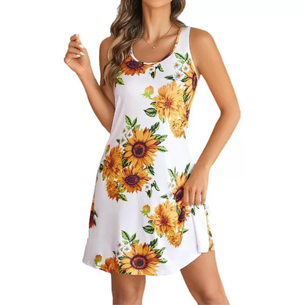 Avidlove Sleepwear for Women Tank Nightgown Chemise Racerback Sleeveless Sleep DressBsunflower