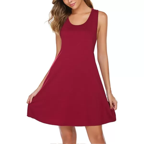 Avidlove Sleepwear for Women Tank Nightgown Chemise Racerback Sleeveless Sleep DressWine Red