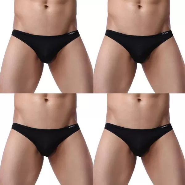 Avidlove Underwear Mens 4 Pack Classic Low Rise Stretchy Hip Briefs BikiniBlack4 Pack