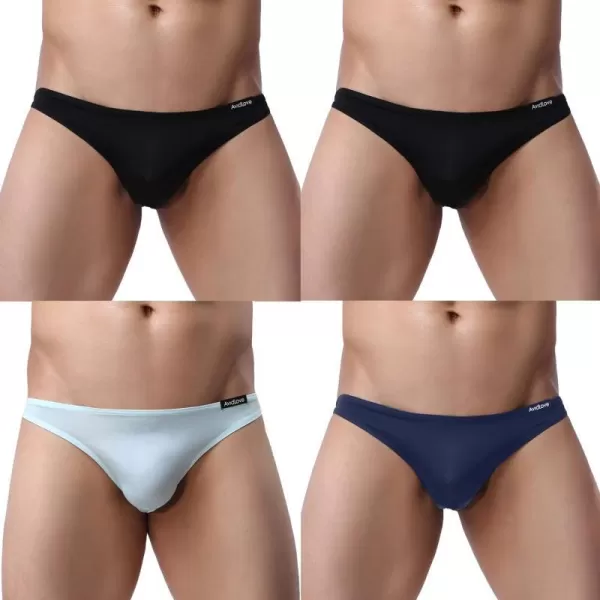 Avidlove Underwear Mens 4 Pack Classic Low Rise Stretchy Hip Briefs BikiniBlackBlackNavy BlueLight Green15