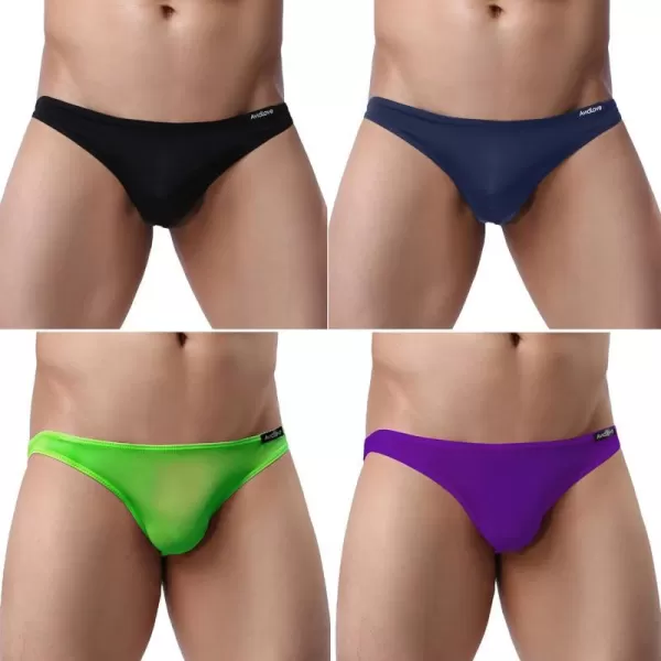 Avidlove Underwear Mens 4 Pack Classic Low Rise Stretchy Hip Briefs BikiniBlackNavy BlueDark PurpleApple Green23