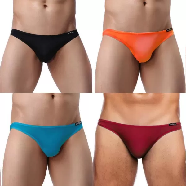 Avidlove Underwear Mens 4 Pack Classic Low Rise Stretchy Hip Briefs BikiniBlackOrangePeacock BlueRedgp2