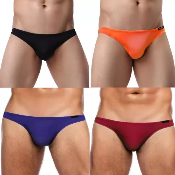 Avidlove Underwear Mens 4 Pack Classic Low Rise Stretchy Hip Briefs BikiniBlackOrangePurpleRedgp1