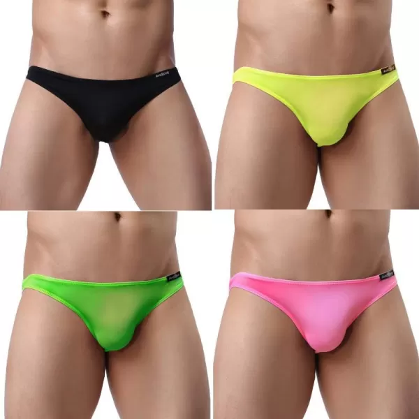 Avidlove Underwear Mens 4 Pack Classic Low Rise Stretchy Hip Briefs BikiniBlackYellowBright PinkApple Green18