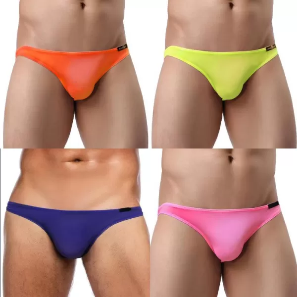 Avidlove Underwear Mens 4 Pack Classic Low Rise Stretchy Hip Briefs BikiniOrangeYellowPurpleBright Pinkgp3